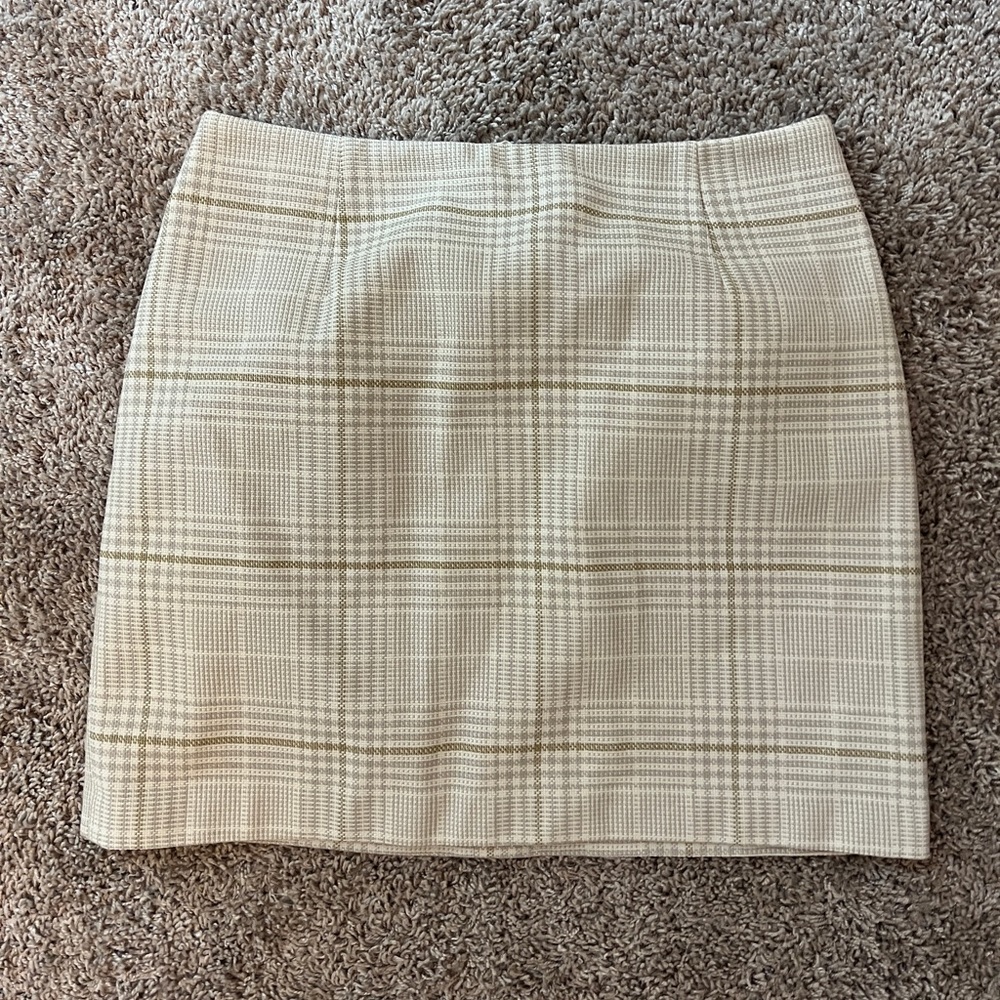 Cream Plaid Mini Skirt